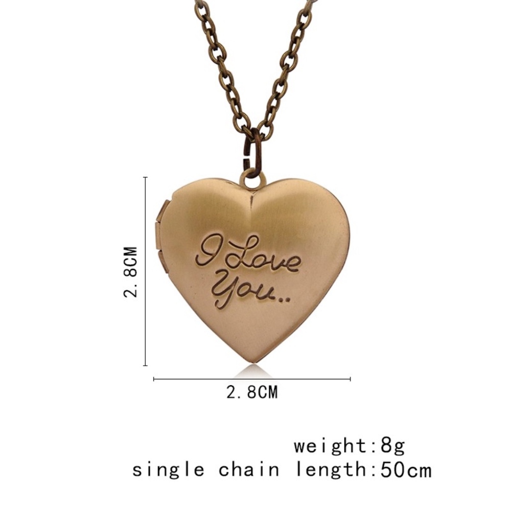 Gold Heart Locket Engraved 'I Love You' Necklace - Picture 4 of 5